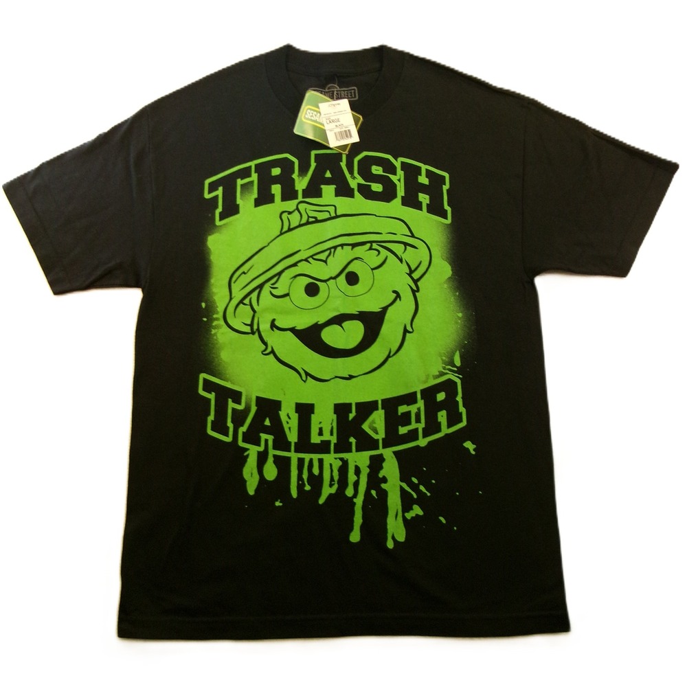 Sesame Street Oscar the Grouch Shirt Mens Large Black New Trash Talker Graphic